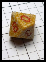 Dice : Dice - 10D - Chessex Gold Speckle and Orange Numerals - POD Aug 2015